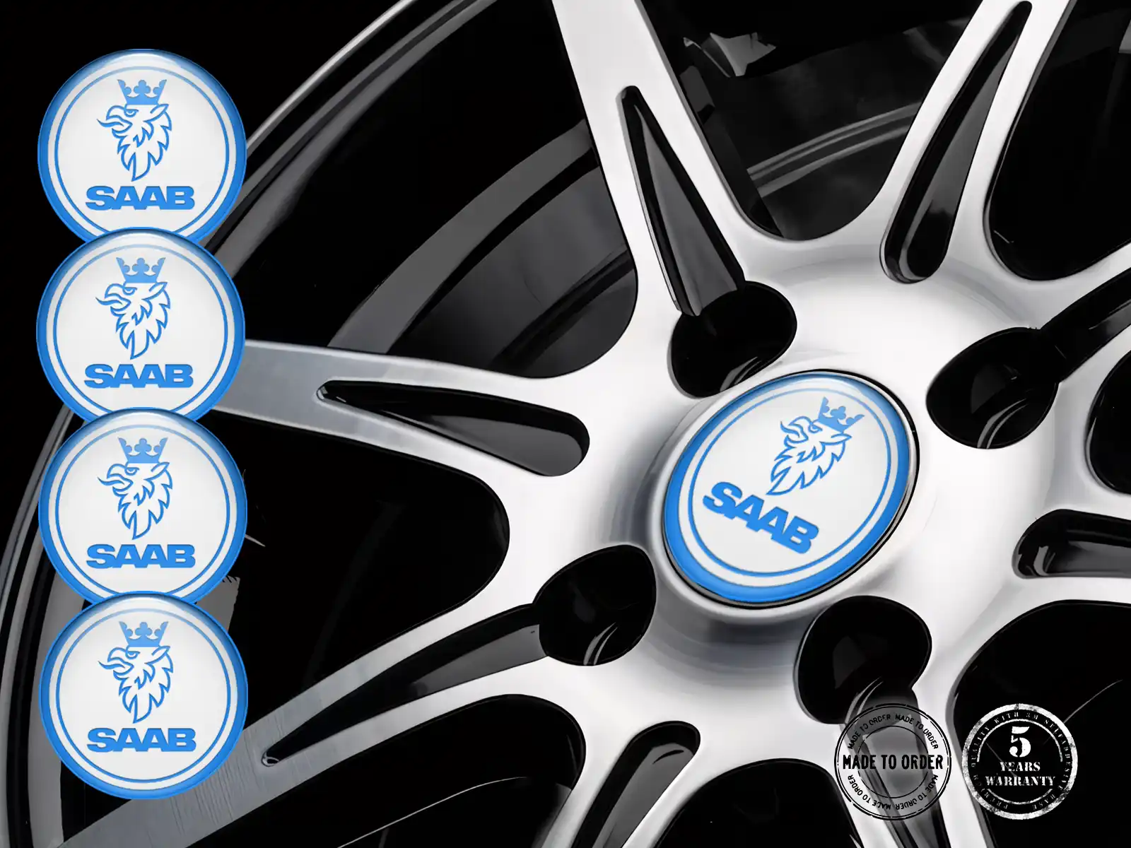 Saab Radaufkleber Ausgabe Premium Epoxy-Labels